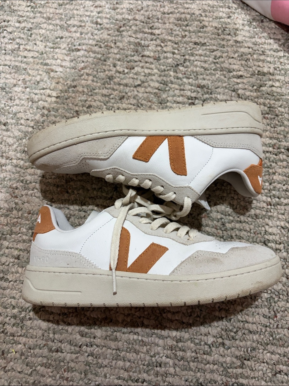 Veja Women's White Sneakers with Tan Accents